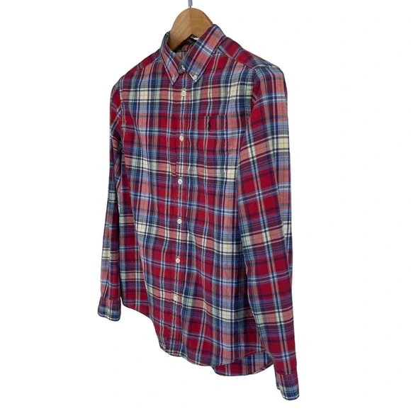 Ralph Lauren Boys Plaid Button Shirt Long Sleeve Red Blue Yellow Size XL 18 20 - Picture 3 of 6